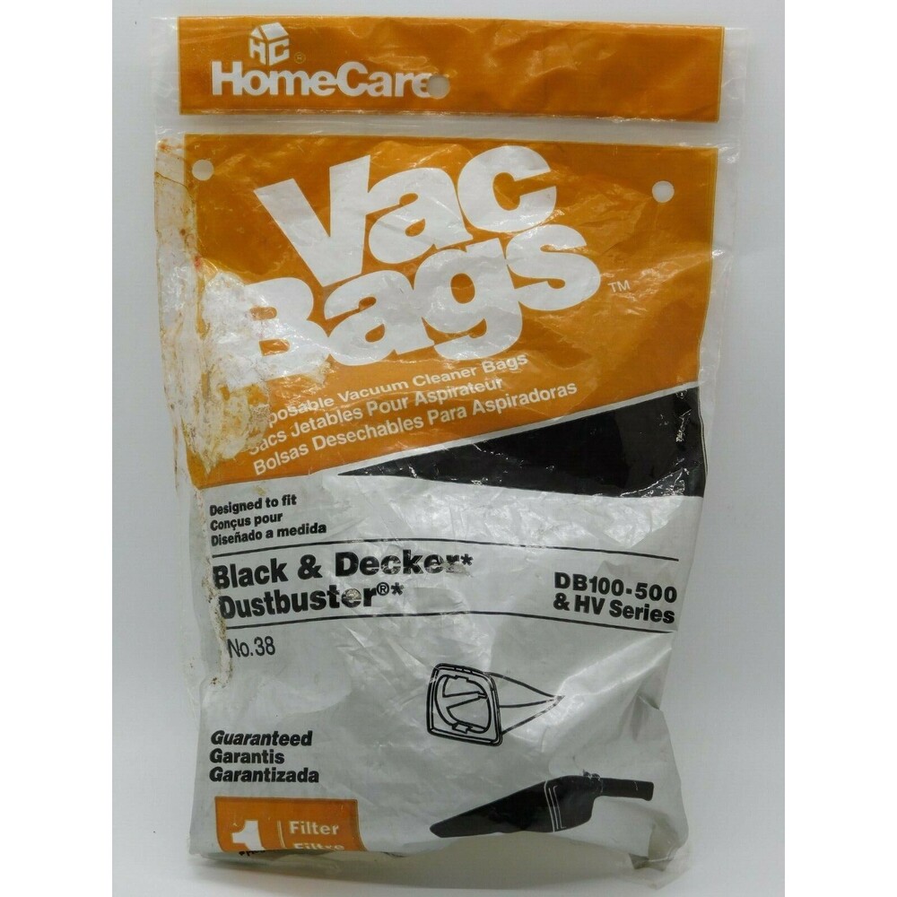 Home Care No.38 Vacuum Bags Black & Decker Filter DV100-500 & HV Series